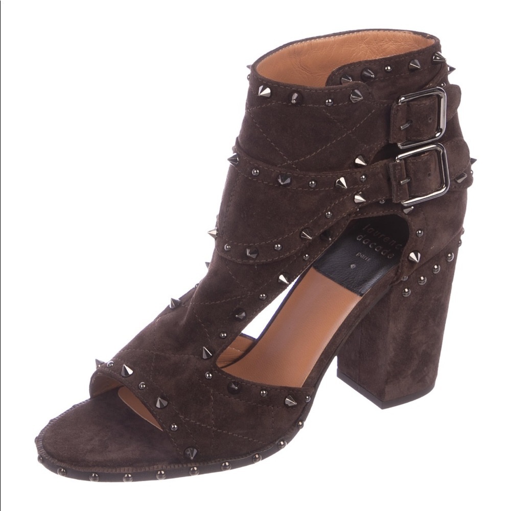 LAURENCE DECADEQuilted Suede Embellished Sandals
